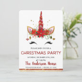 Invitation Cute Unicorn Noël Soir férié (Debout devant)