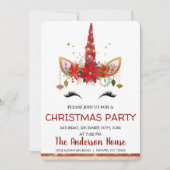 Invitation Cute Unicorn Noël Soir férié (Devant)