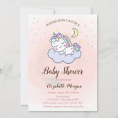 Invitation Cute Unicorn, Nuage, Étoiles Baby shower Invitatio (Devant)