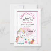 Invitation Cute Unicorn rose jeune enfant fête d'anniversaire (Devant)
