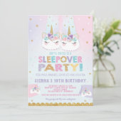Invitation Cute Unicorn Sleepover Anniversaire Fête Invitatio (Debout devant)