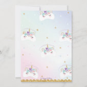 Invitation Cute Unicorn Sleepover Anniversaire Fête Invitatio (Dos)