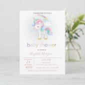 Invitation Cute Unicorn Star Rainbow Baby shower (Debout devant)