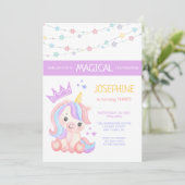 Invitation Cute Unicorn Stars Bannière Imaginaire Anniversair (Debout devant)