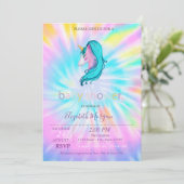 Invitation Cute Unicorn Stars Tie Dye Baby shower (Debout devant)