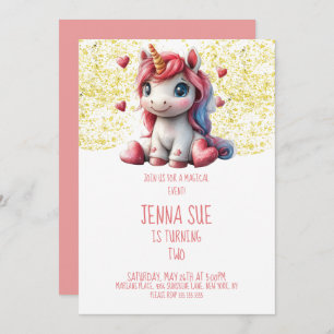 Invitation Cute Unicorn Valentines fête de la journée