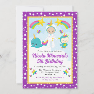 Invitation Cute Unicorn Wannabe Animaux Anniversaire de enfan
