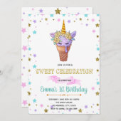 Invitation Cute unicorne glacée fête d'anniversaire invitatio (Devant / Derrière)