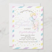 Invitation Cute Unicorne, Nuage, Ballons Étoiles Baby shower (Devant)