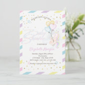 Invitation Cute Unicorne, Nuage, Ballons Étoiles Baby shower (Debout devant)