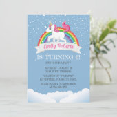 Invitation Cute Unicorne & Rainbow Anniversaire Party (Debout devant)