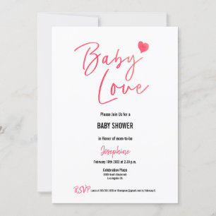 Invitation Cute Valentine Baby Love Baby shower coeur rose