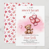 Invitation Cute Valentine's Day Baby Shower Bear Hearts  (Devant / Derrière)