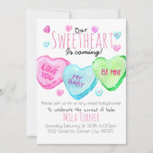 Invitation Cute Valentines Day bonbons coeur baby shower invi (Devant)