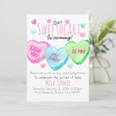 Invitation Cute Valentines Day bonbons coeur baby shower invi (Debout devant)