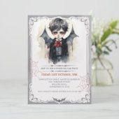 Invitation Cute Vampire Garçon Halloween Enfants Éffrayant (Debout devant)