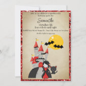 Invitation Cute Vampire Girl and Haunted Castle Halloween (Devant)
