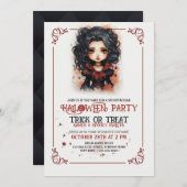 Invitation Cute vampire Gothique fille Halloween (Devant / Derrière)