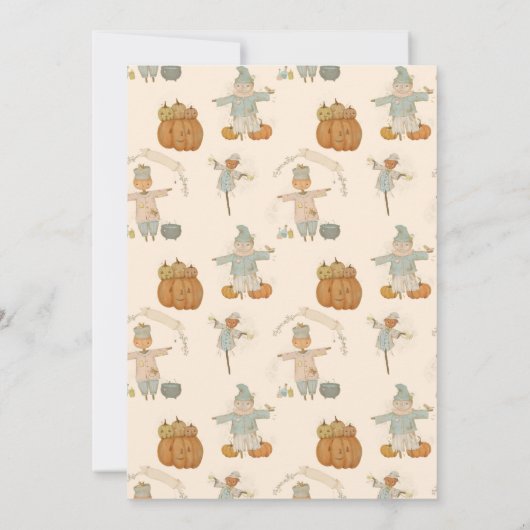 Invitation Cute Vintage épouvantail halloween bash (Dos)