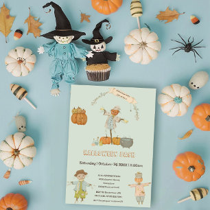 Invitation Cute Vintage épouvantail halloween bash