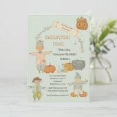 Invitation Cute Vintage épouvantail halloween bash (Debout devant)