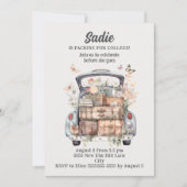Invitation Cute Vintage Voiture Suitcase College Trunk Party (Devant)