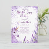 Invitation Cute violet arc-en-ciel Parties scintillant Floral (Debout devant)