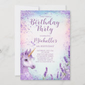 Invitation Cute violet arc-en-ciel Parties scintillant Floral (Devant)