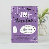 Invitation Cute Violet Spooktacular Enfants Halloween Anniver (Debout devant)
