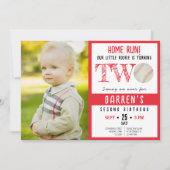 Invitation Cute Watercolor Baseball Photo 2e anniversaire (Devant)