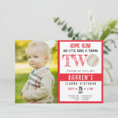 Invitation Cute Watercolor Baseball Photo 2e anniversaire (Debout devant)