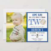Invitation Cute Watercolor Baseball Photo Boy 2e anniversaire (Devant)