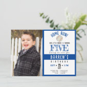 Invitation Cute Watercolor Baseball Photo Boy Anniversaire (Debout devant)