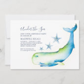 Invitation Cute Watercolor Blue Whale fête d'anniversaire (Devant)
