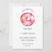 Invitation Cute watercolor Donut pink Glaze birthday (Devant)