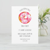 Invitation Cute watercolor Donut pink Glaze birthday (Debout devant)