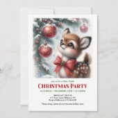Invitation Cute watercolor fawn snowy forest serene winter (Devant)