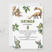 Invitation Cute Watercolor Kids Dinosaur Theme Birthday (Devant)