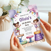 Invitation Cute Watercolor Kids Gymnastics Birthday 