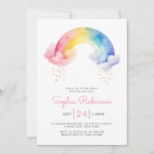 Invitation Cute Watercolor Modern  Rainbow Baby Shower (Devant)