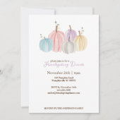 Invitation Cute Watercolor Pastel Citrouilles Thanksgiving (Devant)