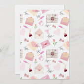 Invitation Cute Watercolor Pink Love Letters Seamless Pattern (Devant / Derrière)