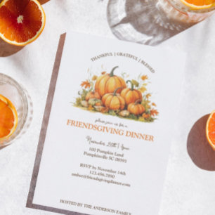 Invitation Cute Watercolor Pumpkins Friendsgiving Thanksgivin