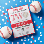 Invitation Cute Watercolor Rookie Baseball 2e anniversaire
