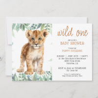 Cute Watercolor Wild One Lion Cub Baby shower