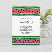 Invitation Cute Watermelon Motif rose et vert Anniversaire (Debout devant)