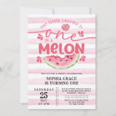 Invitation Cute Watermelon Rose Girl 1er anniversaire de fête (Devant)