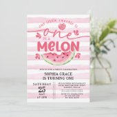Invitation Cute Watermelon Rose Girl 1er anniversaire de fête (Debout devant)