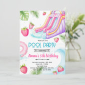 Invitation Cute waterslide strawberry pool invite (Debout devant)