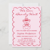 Invitation Cute We Can Bearly Wait Teddy Bear Baby Shower (Devant)